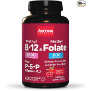 JARROW FORMULAS METHYL B-12 & METHYL FOLATE - 60 CHEWABLE TABLETS